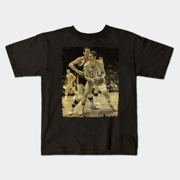 Jerry West - Vintage Design Of Basketball Kids T-Shirt by JULIAN AKBAR PROJECT